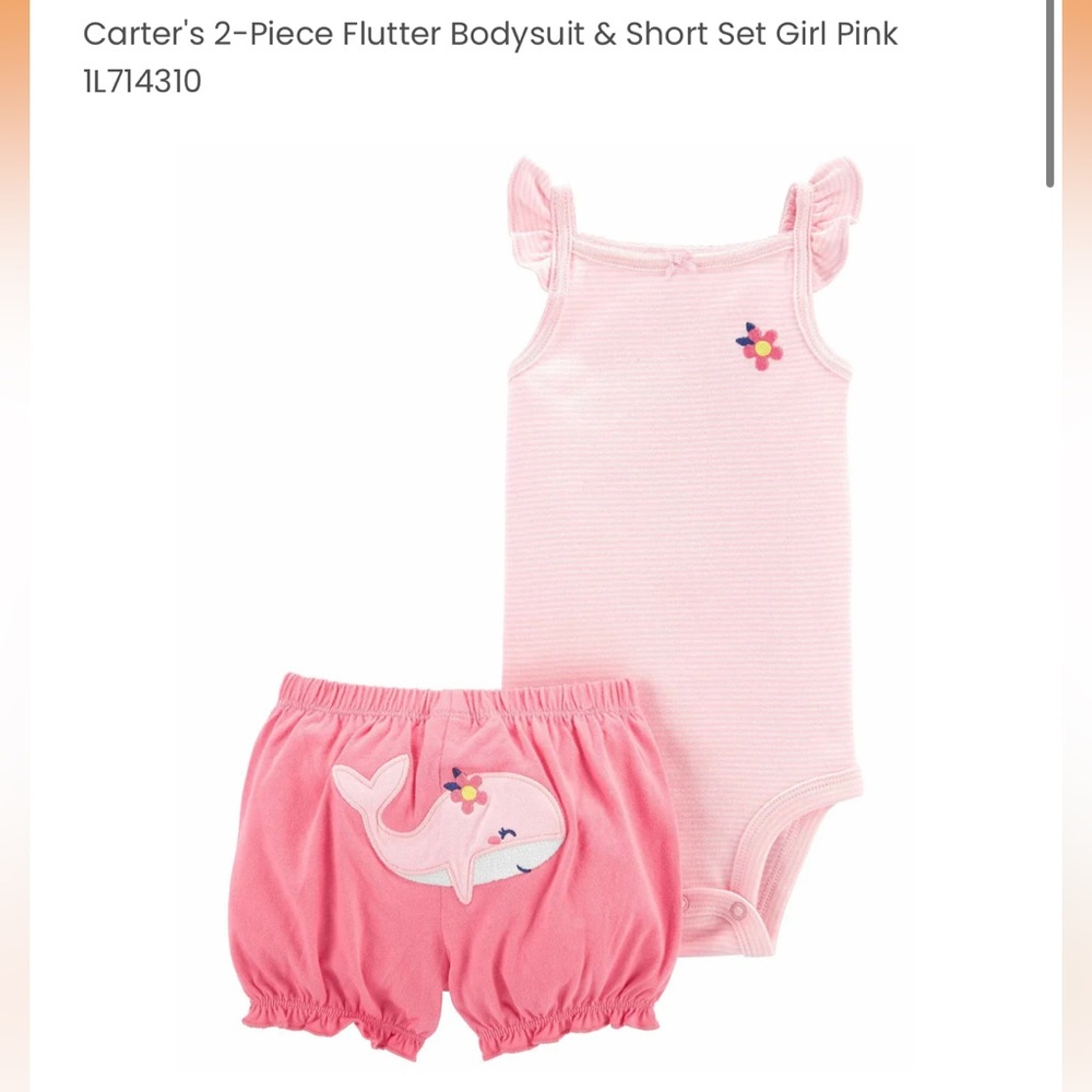 carter’s baby girl two-piece set onesie with whale bloomers size 18m NEW